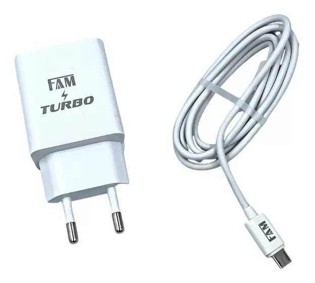 KIT Carregador TURBO para celular mais cabo V8 com 1 USB 3A Certificado pela ANATEL FKT-Q1812 FAM - Imagem 3